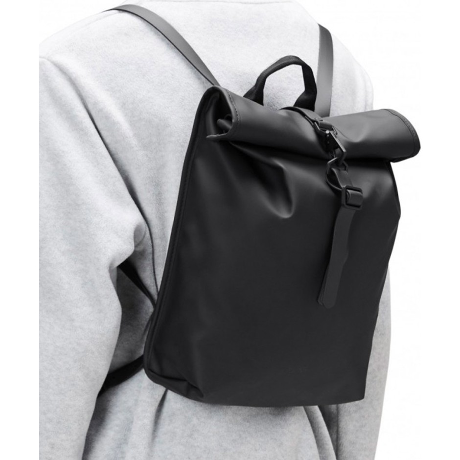 Τσάντα Πλάτης Μαύρη - Rains Rolltop Rucksack Mini