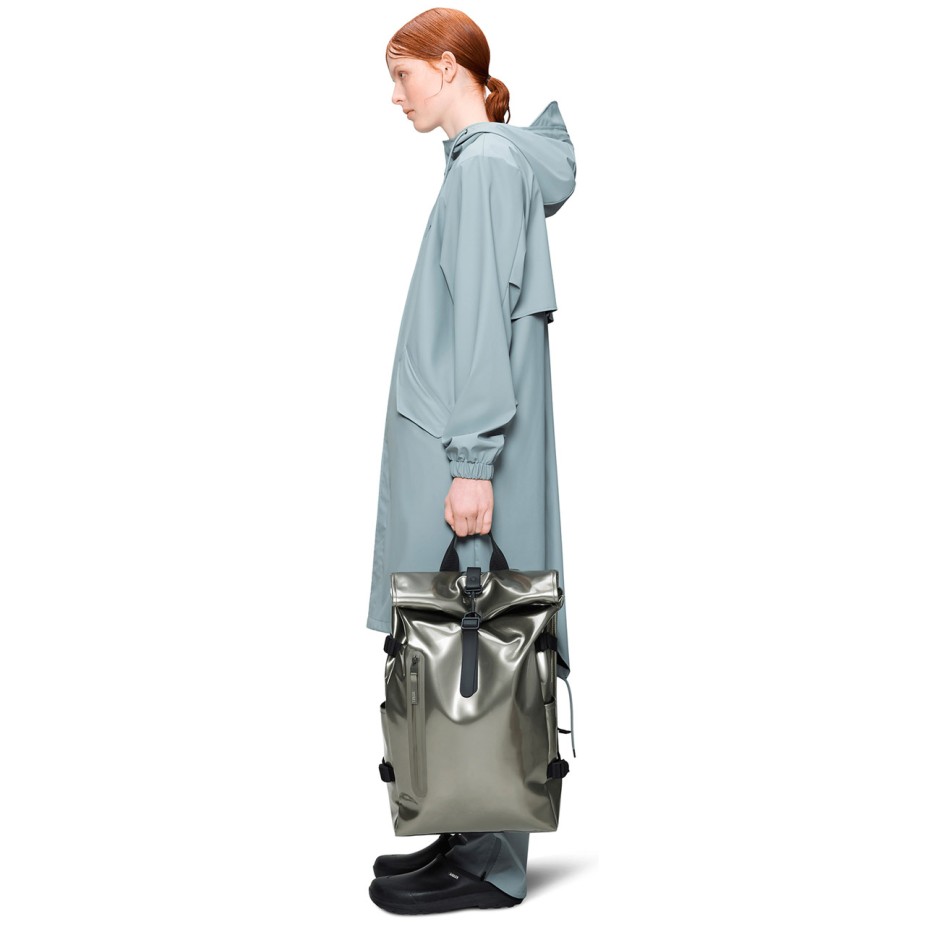 Backpack Grey - Rains Rolltop Rucksack Large