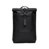 Backpack Black - Rains Rolltop Rucksack Image 
