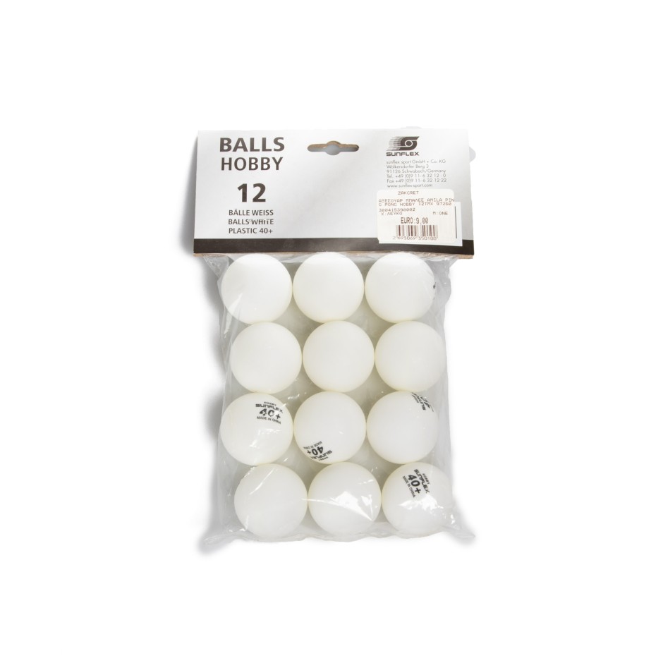 Μπαλάκια Ping Pong Λευκά - Amila Sunflex Hobby PVC 12 Τεμάχια