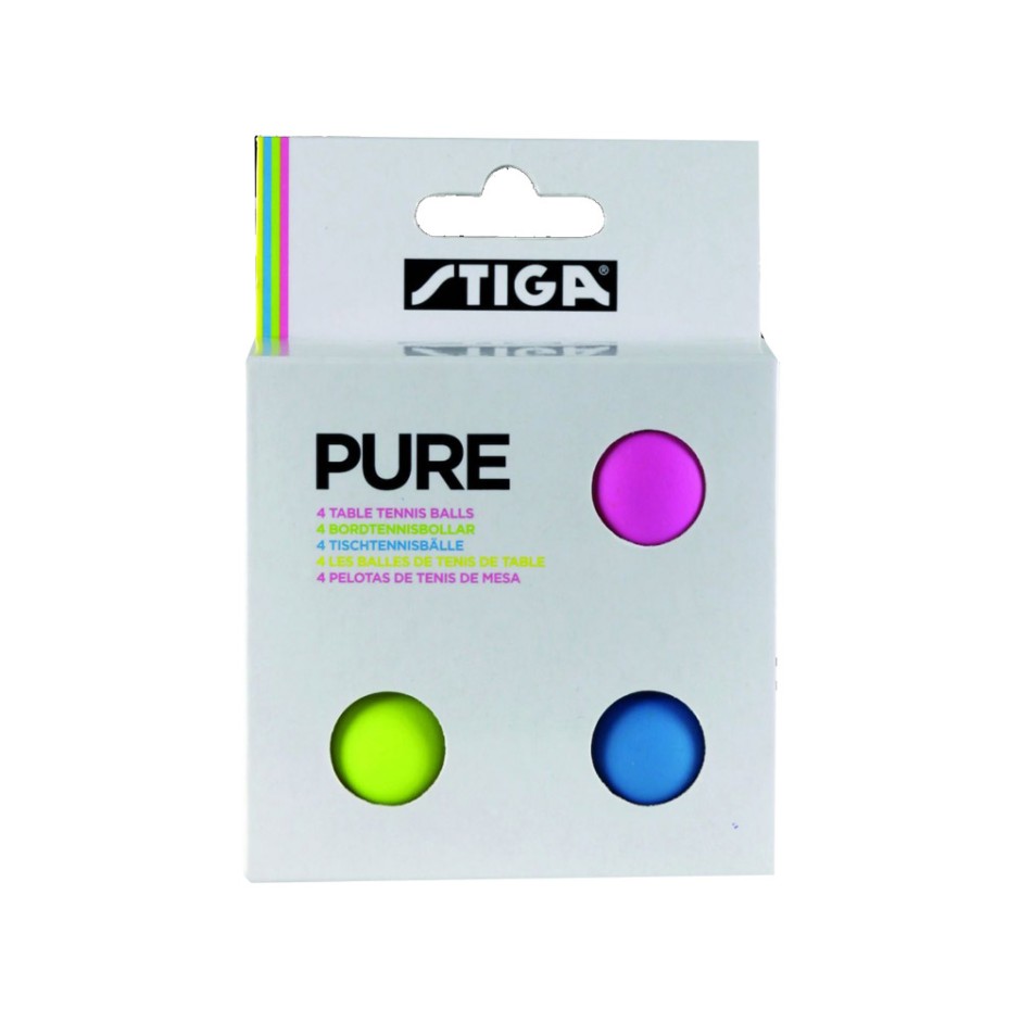 STIGA PURE TABLE TT BALLS (PINK-YELLOW-CYAN) SA-5240-04 Colorful