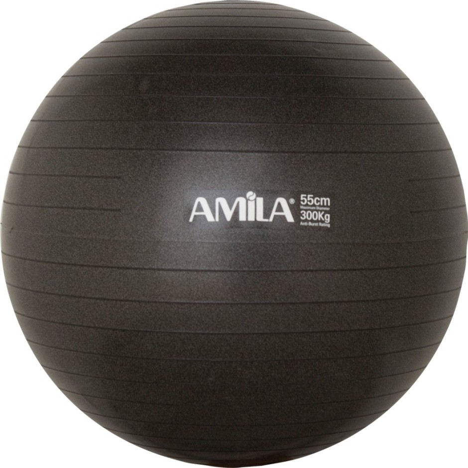 AMILA ΜΠΑΛΑ ΓΥΜΝΑΣΤΙΚΗΣ 55cm 1000gr ΣΕ ΚΟΥΤΙ - ΜΑΥΡΟ 95826-18 Μαύρο
