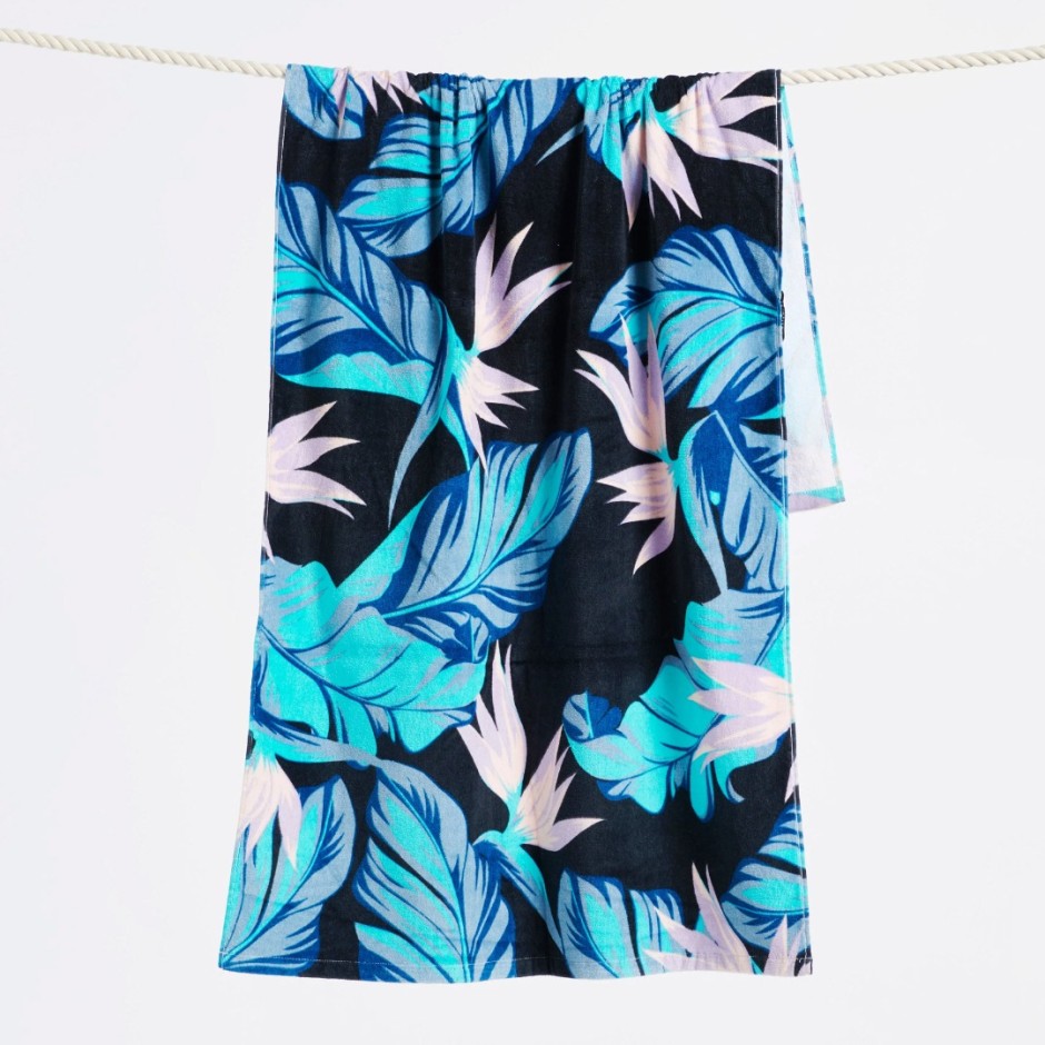 SLOWTIDE PRINTED BEACH TOWELS  MAUKA (BLACK) STRP008-BLACK Colorful