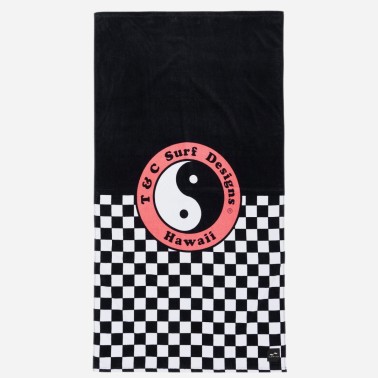 SLOWTIDE X T&C SURF COUNTRY CLASSIC BEACH TOWEL STRP018-BLACK White-Black