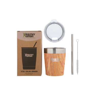 HEALTHY HUMAN 12oz (354ml) - CRUISER TUMBLER HH-SOB48-NATURAL WOOD Brown