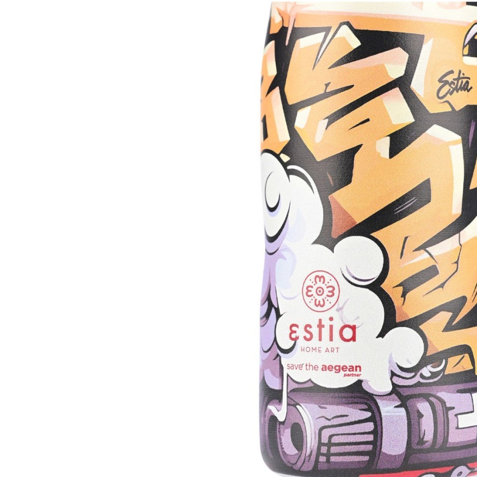 ESTIA INSULATED BOTTLE TRAVEL FLASK SAVE THE AEGEAN 500ML GRAFITTI RHYTHM 01-22068 Colorful