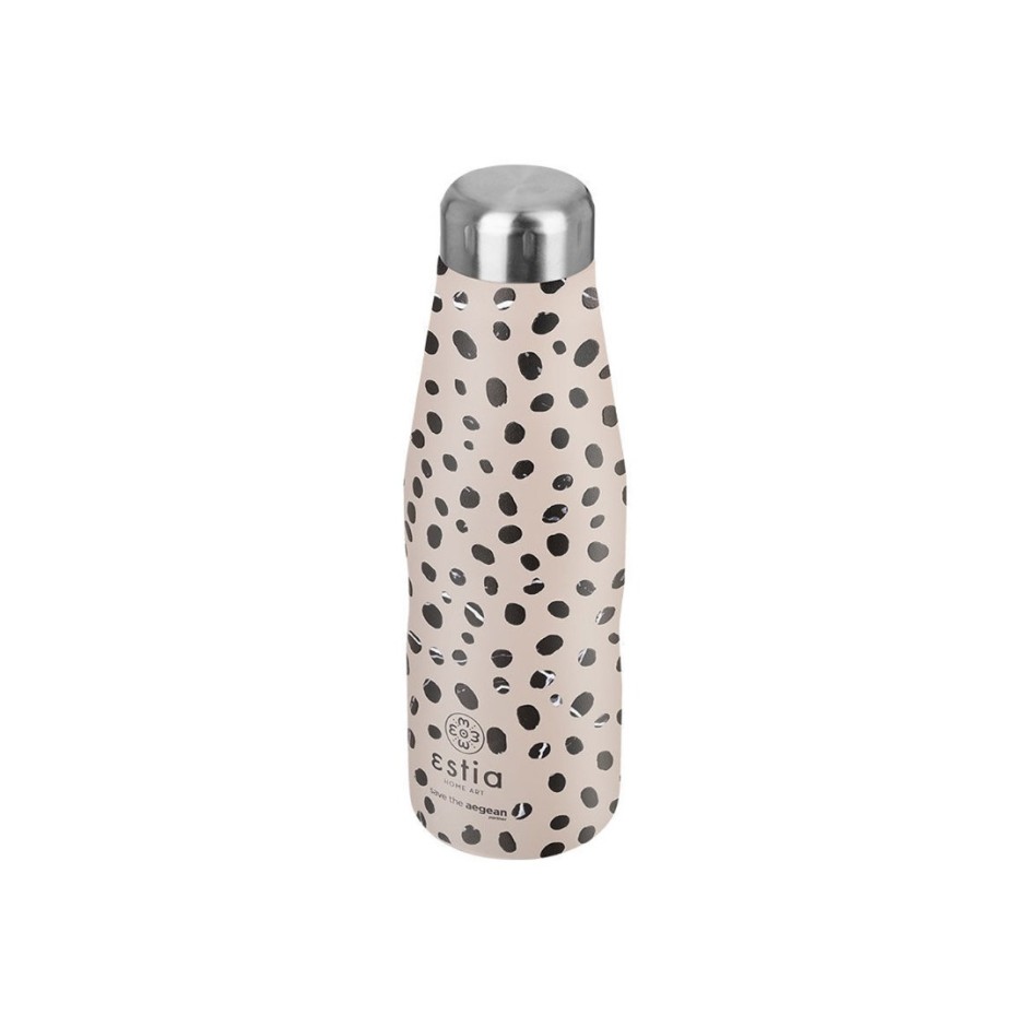 ESTIA INSULATED BOTTLE TRAVEL FLASK SAVE THE AEGEAN 500ML LEOPARD TAUPE 01-16630 Beige