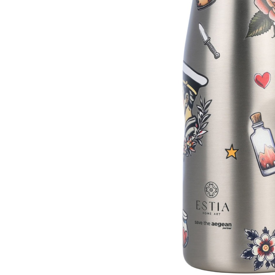 Παγούρι Θερμός Ασημί - Estia Travel Flask Save The Aegean 