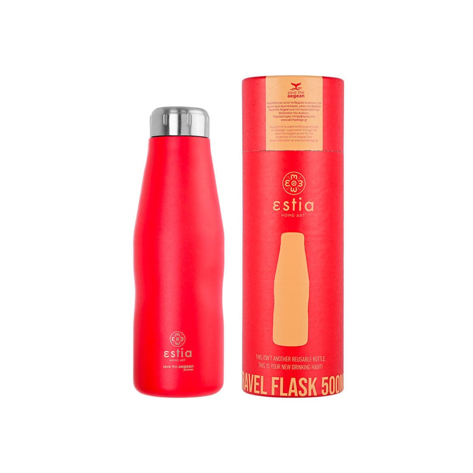 Παγούρι Θερμός Κόκκινο - Estia Travel Flask Save The Aegean Scarlet Red