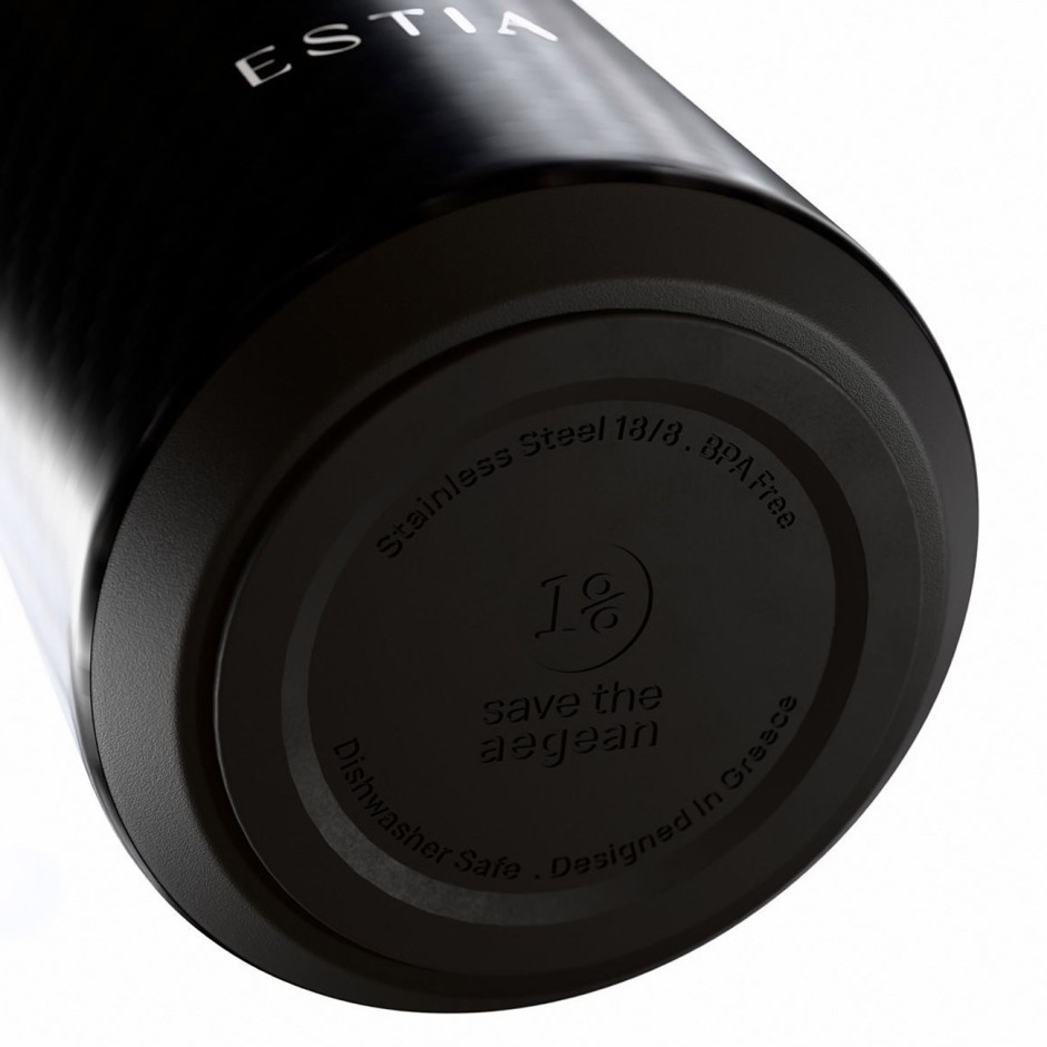 Insulated Bottle Black - Estia Flow Save The Aegean Carbon Fibre