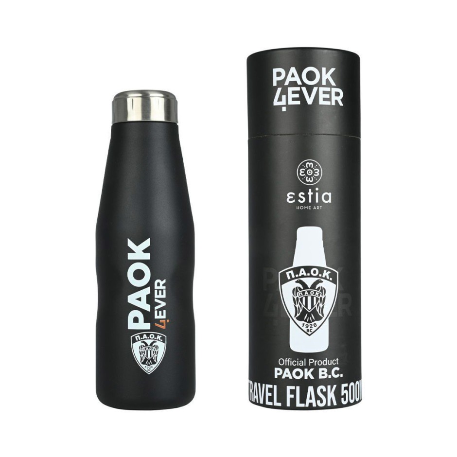Μπουκάλι Θερμός ESTIA TRAVEL FLASK 500ML PAOK B.C. Μαύρο 