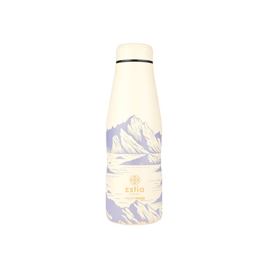 ESTIA INSULATED BOTTLE TRAVEL FLASK SAVE THE AEGEAN 500ML ALPINE ESSENCE 01-22167 Ecru