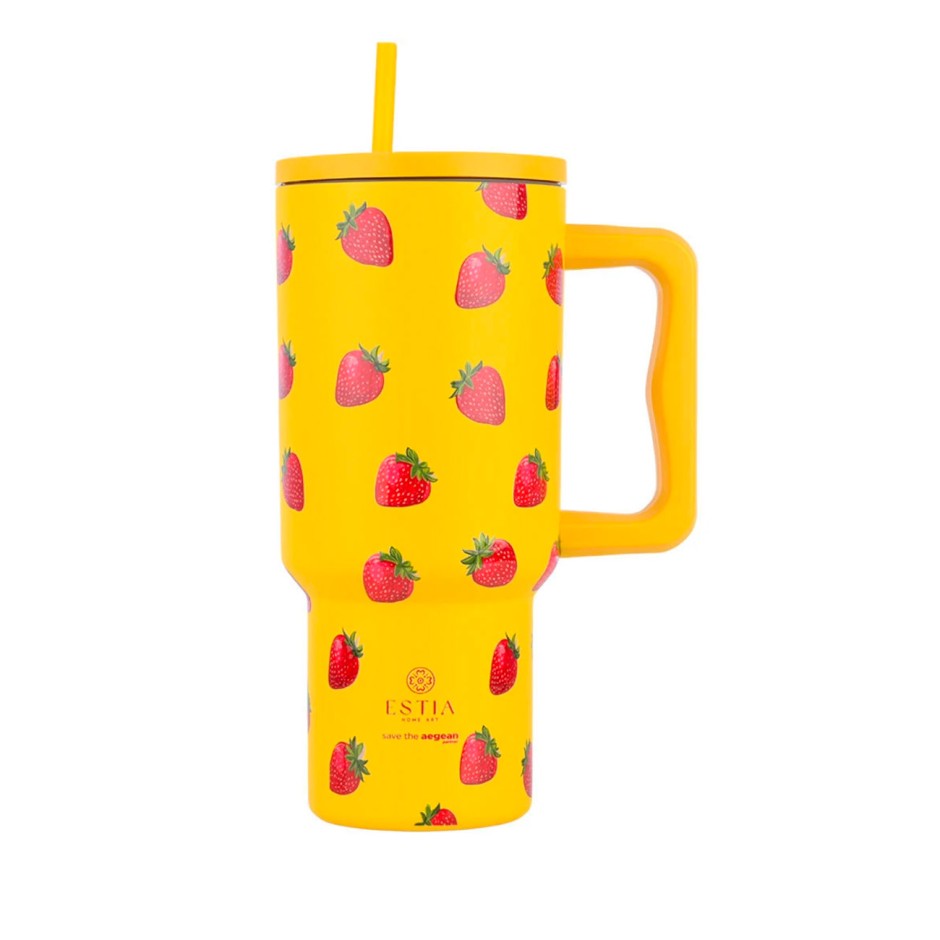 Παγούρι Θερμός Κίτρινο - Estia Straw Tumbler XL Save The Aegean