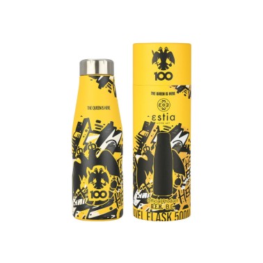 ESTIA TRAVEL FLASK AEK BC THE QUEEN IS HERE 00-27209 Yellow