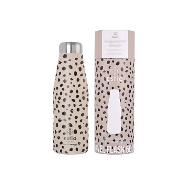 ESTIA INSULATED BOTTLE TRAVEL FLASK SAVE THE AEGEAN 500ML LEOPARD TAUPE 01-16630 Beige