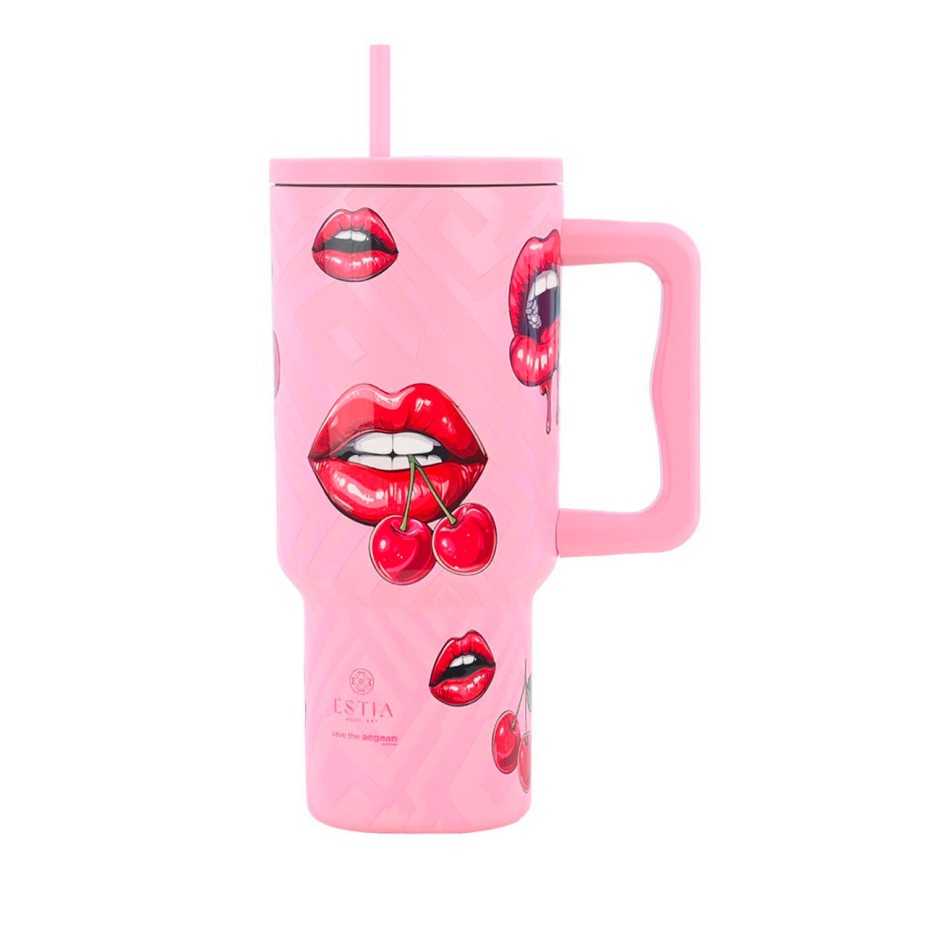 Παγούρι Θερμός Ροζ - Estia Straw Tumbler XL Save The Aegean