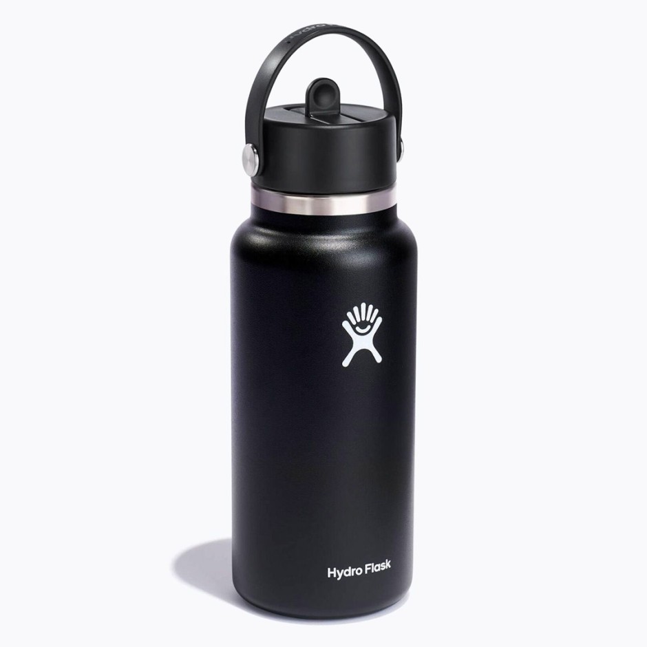 Παγούρι Θερμός Μαύρο - Hydro Flask 32 oz Wide Mouth With Flex Straw Cap 