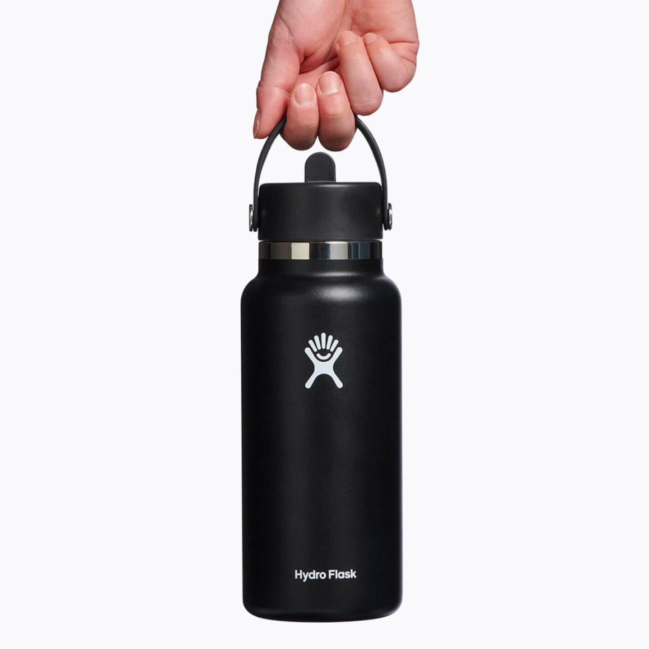 Παγούρι Θερμός Μαύρο - Hydro Flask 32 oz Wide Mouth With Flex Straw Cap 