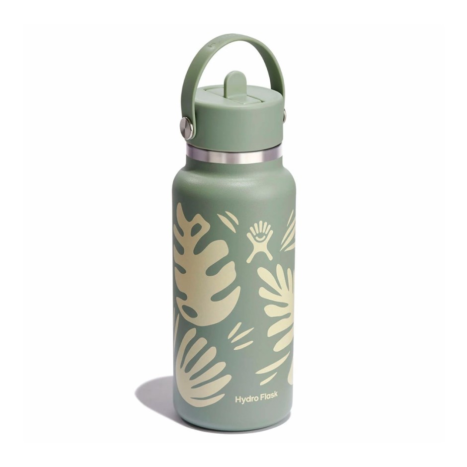 HYDRO FLASK 32 OZ (946 ml) WIDE FLEX STRAW CAP BOTANICAL BLISS AGAVE W32CFS377P-AGAVE Κhaki