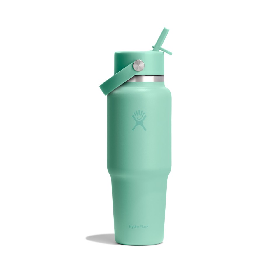 Thermos Bottle Turquoise - Hydro Flask 32 oz Wide Mouth With Flex Straw Travel Bottle