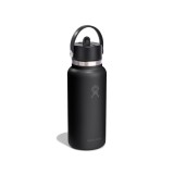 Thermos Bottle Black - Hydro Flask 32 oz Wide Mouth With Flex Straw Cap Image 0
