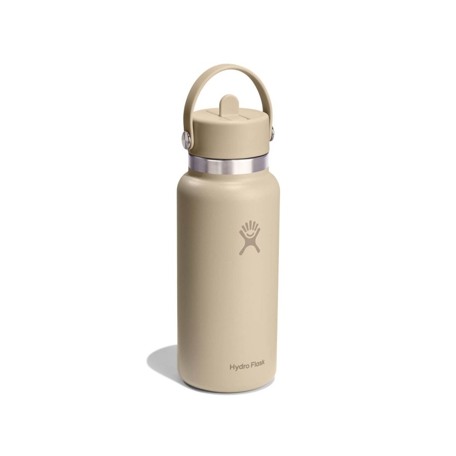 Thermos Bottle Beige - Hydro Flask 32 oz Wide Mouth With Flex Straw Cap