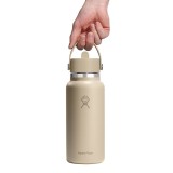 Thermos Bottle Beige - Hydro Flask 32 oz Wide Mouth With Flex Straw Cap Image 1