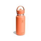 Thermos Bottle Orange - Hydro Flask 32 oz Wide Mouth With Flex Straw Cap Image 0