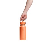 Thermos Bottle Orange - Hydro Flask 32 oz Wide Mouth With Flex Straw Cap Image 1