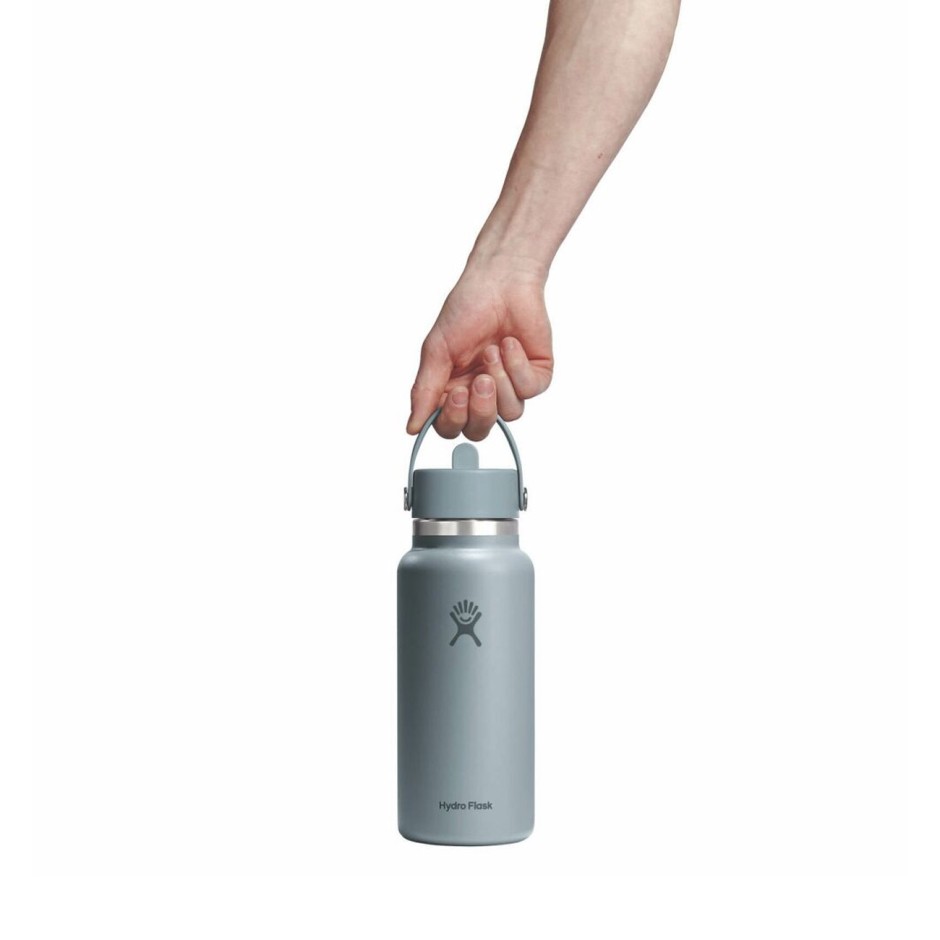 Thermos Bottle Grey - Hydro Flask 32 oz Wide Mouth Flex Cap
