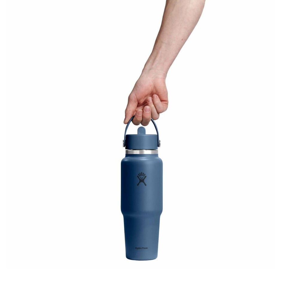 Thermos Bottle Blue - Hydro Flask 32 oz Wide Mouth With Flex Straw Travel Bottle