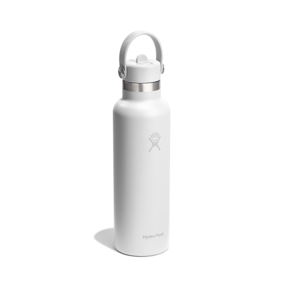 Thermos Bottle White - Hydro Flask 21 oz Standard Mouth With Flex Straw Cap