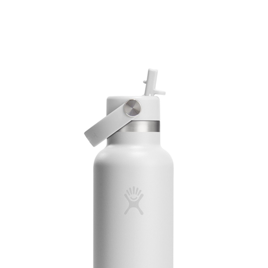 Thermos Bottle White - Hydro Flask 21 oz Standard Mouth With Flex Straw Cap