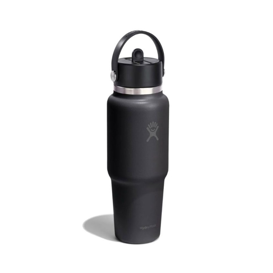 Thermos Bottle Black - Hydro Flask 32 oz Wide Mouth With Flex Straw Travel Bottle