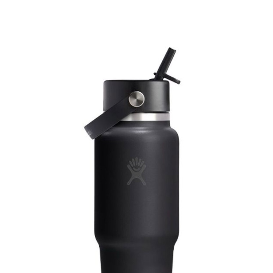 Thermos Bottle Black - Hydro Flask 32 oz Wide Mouth With Flex Straw Travel Bottle