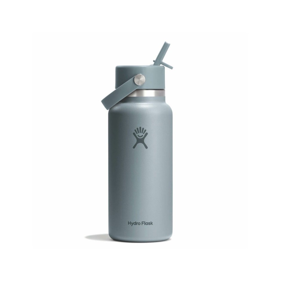 Thermos Bottle Grey - Hydro Flask 32 oz Wide Mouth Flex Cap