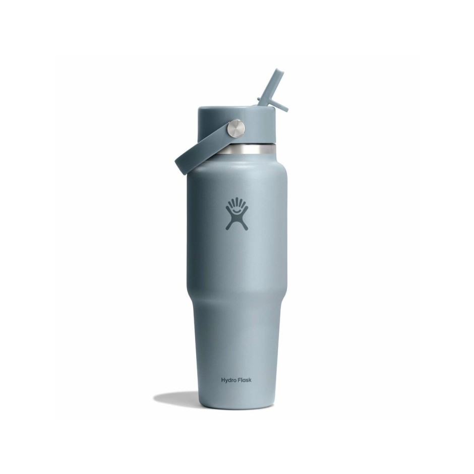 Thermos Bottle Grey - Hydro Flask 32 oz Wide Mouth With Flex Straw Travel Bottle