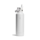 Thermos Bottle White - Hydro Flask 21 oz Standard Mouth With Flex Straw Cap Image 