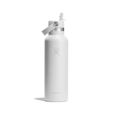 Thermos Bottle White - Hydro Flask 21 oz Standard Mouth With Flex Straw Cap