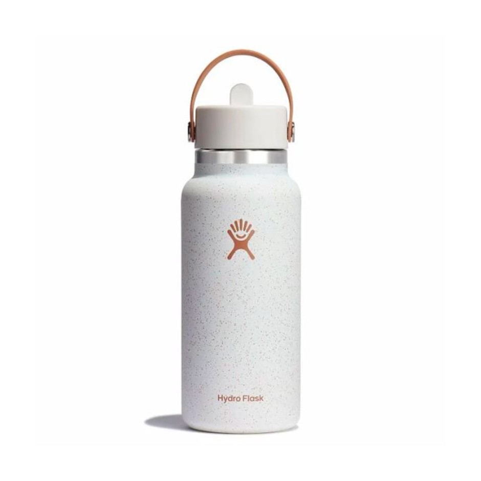 HYDRO FLASK 32 OZ WIDE (946ml) FLEX STRAW NEUTRAL SPECKLE SEASALT LE-W32BF24-A-SEASALT White