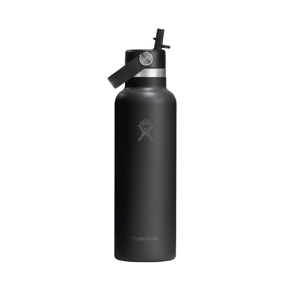 Insulated Bottle Black - Hydro Flask 21 oz Standard Mouth With Flex Straw Cap