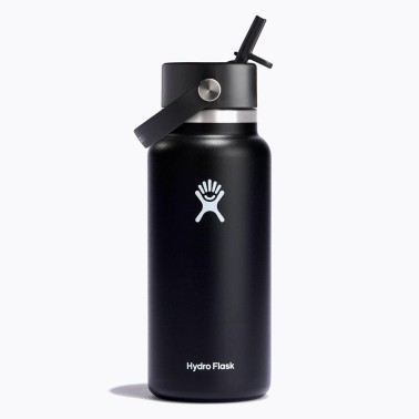 HYDRO FLASK 32 OZ (946 ml) WIDE FLEX STRAW CAP BLACK W32BFS001-BLACK Black