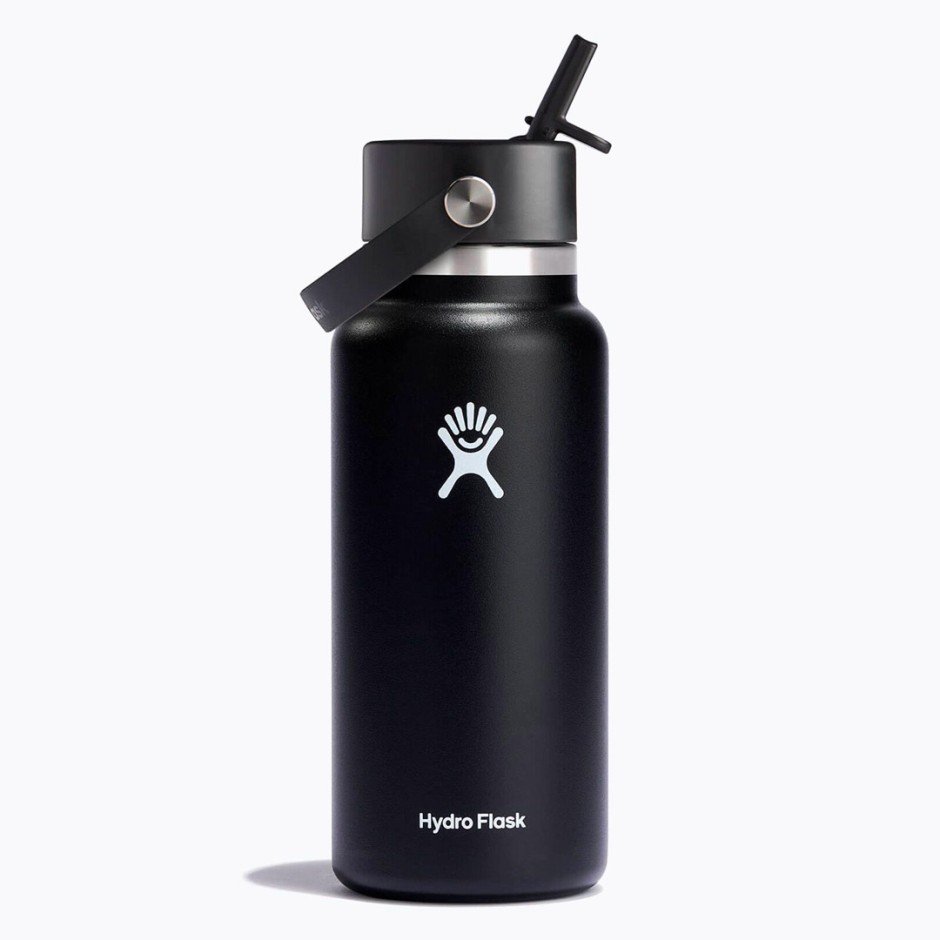 HYDRO FLASK 32 OZ (946 ml) WIDE FLEX STRAW CAP BLACK W32BFS001-BLACK Black