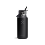Thermos Bottle Black - Hydro Flask 32 oz Wide Mouth With Flex Straw Cap Image 