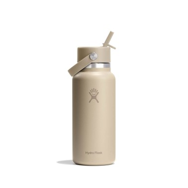 Thermos Bottle Beige - Hydro Flask 32 oz Wide Mouth With Flex Straw Cap