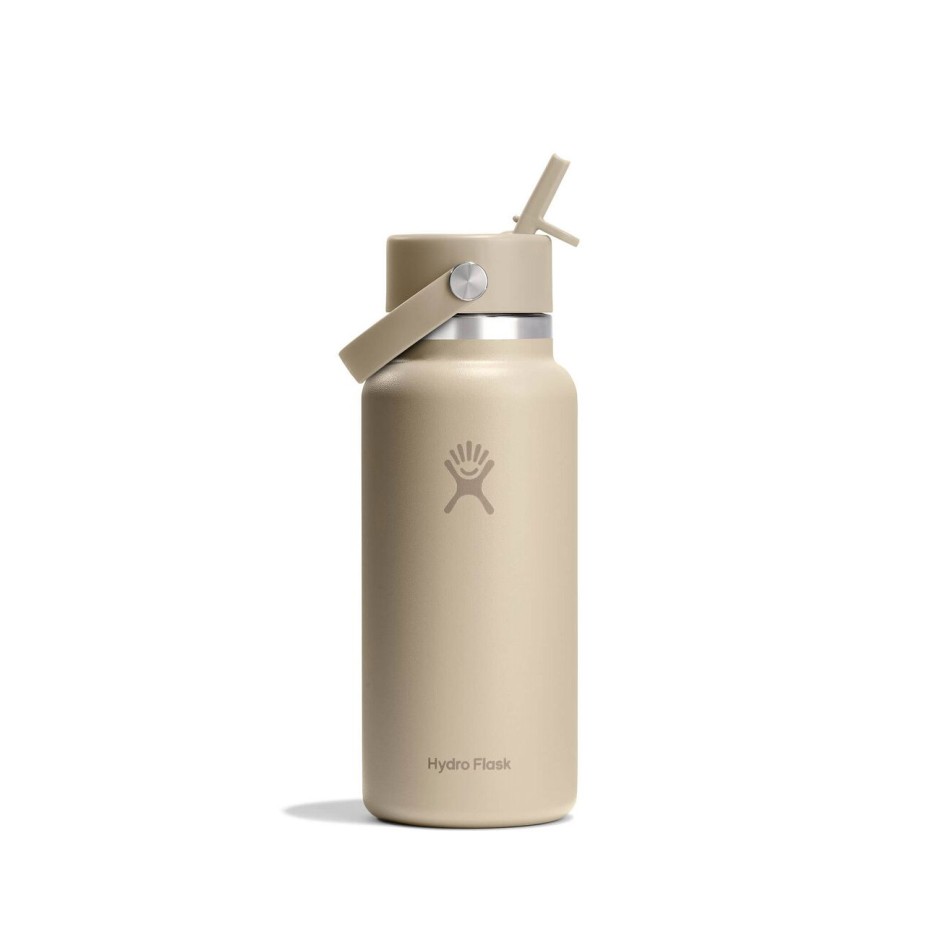 Thermos Bottle Beige - Hydro Flask 32 oz Wide Mouth With Flex Straw Cap