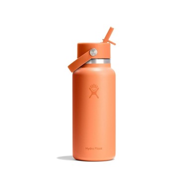 Thermos Bottle Orange - Hydro Flask 32 oz Wide Mouth With Flex Straw Cap