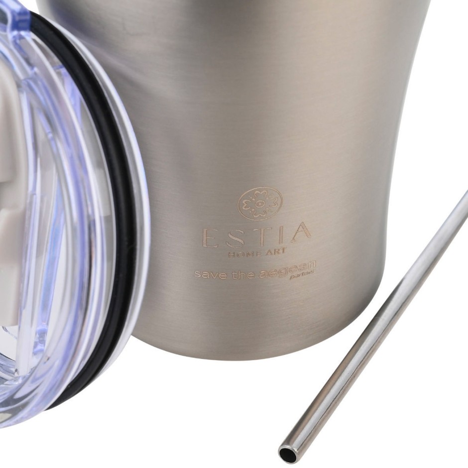 Ποτήρι Θερμός Ασημί - Estia Coffee Mug Save The Aegean Steel Flow