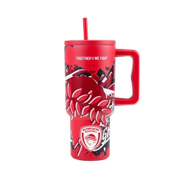 ESTIA STRAW TUMBLER XL OLYMPIACOS BC EDITION TOGETHER WE FIGHT 900ML 01-35976 Red