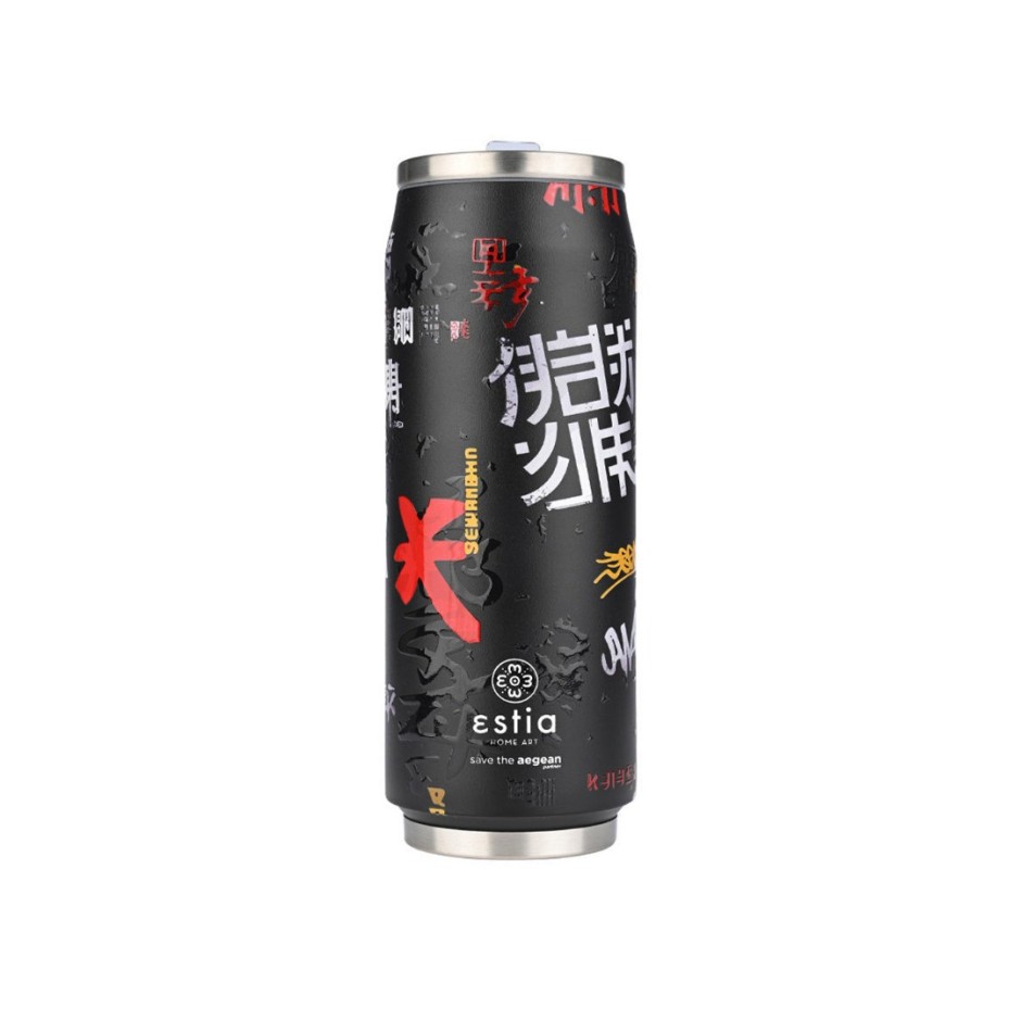 ESTIA INSULATED BOTTLE TRAVEL CUP SAVE THE AEGEAN 500ML TOKYO UNDERGROUND 01-22648 Black